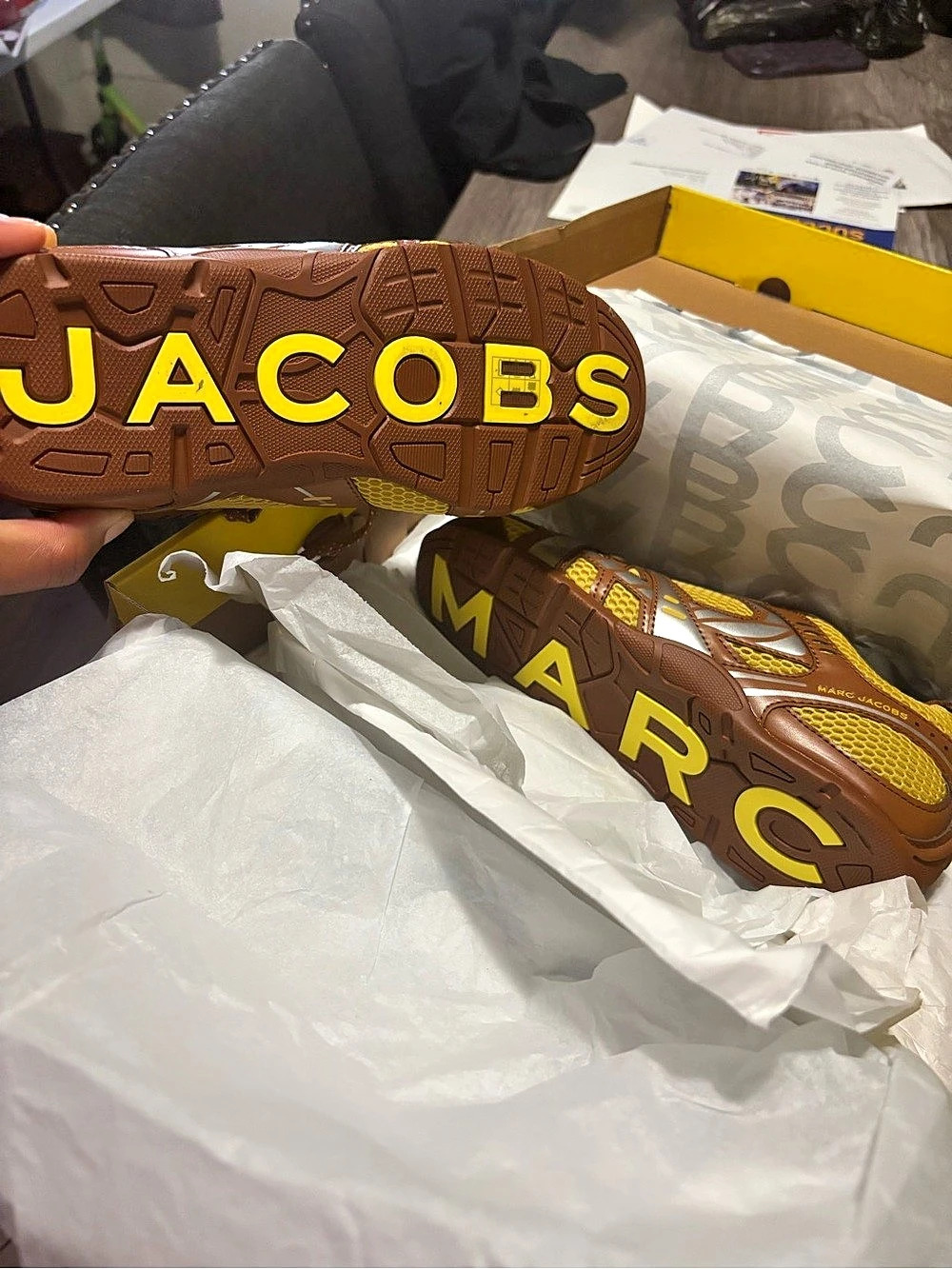 JACOBS Sneakers in Brown & Yellow NWT